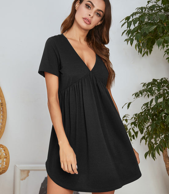 V-neck Cotton Short-sleeve Nightdress