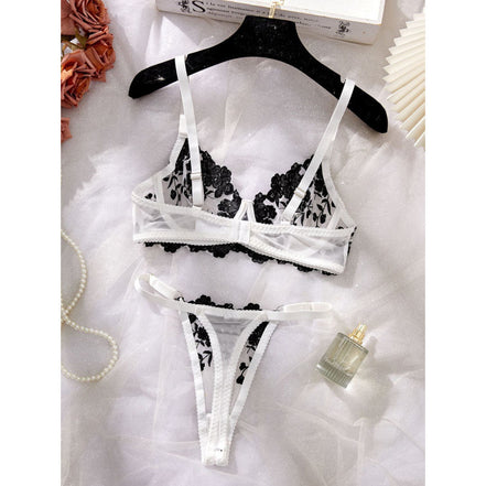 Lace French Bra Embroidery and Thong Set