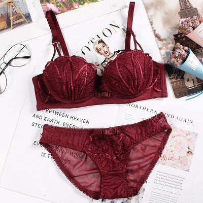 Embroidered Shell Bra and Panties Set