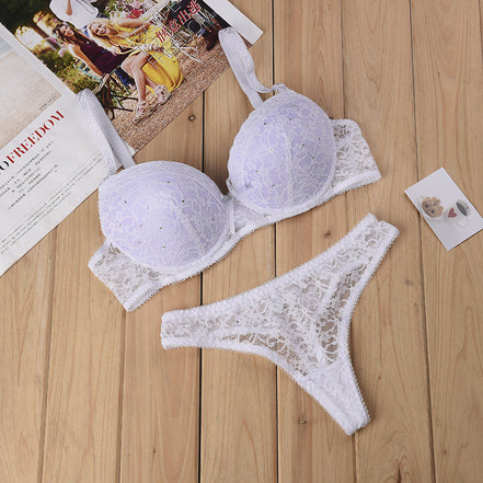 Thong and Lace Bra Lingerie Set