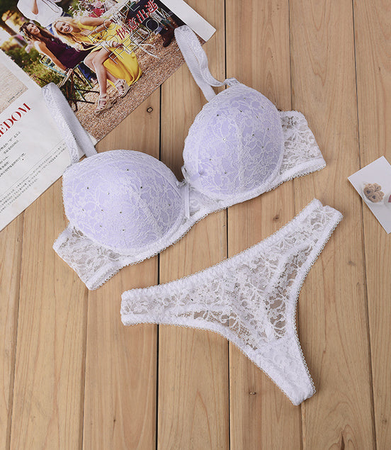 Thong and Lace Bra Lingerie Set