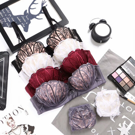 Embroidered Shell Bra and Panties Set