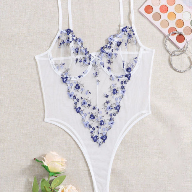 Lace Embroidered Floral Underwear