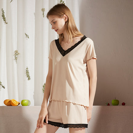 Cotton and Lace Short-sleeve Set