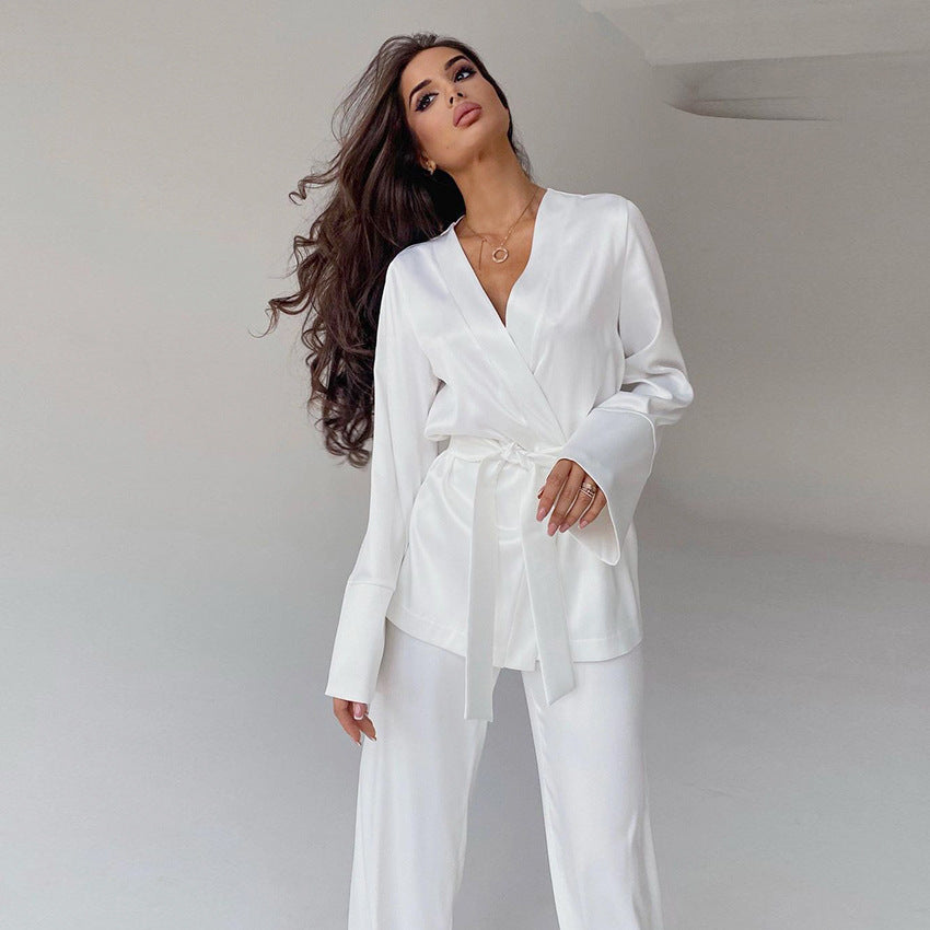 Silk Robe Blouse And Pants Pajamas
