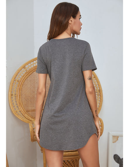 V-neck Cotton Short-sleeve Nightdress