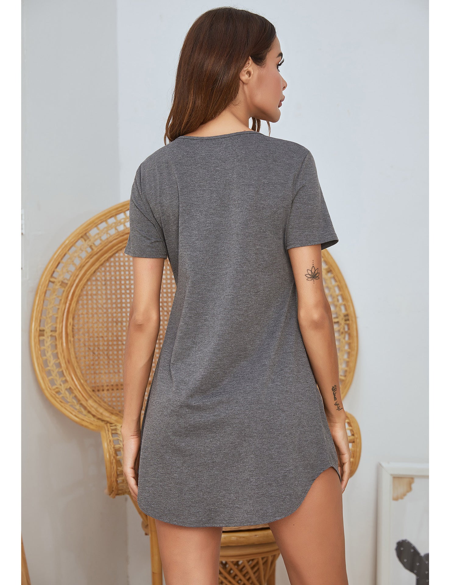 V-neck Cotton Short-sleeve Nightdress