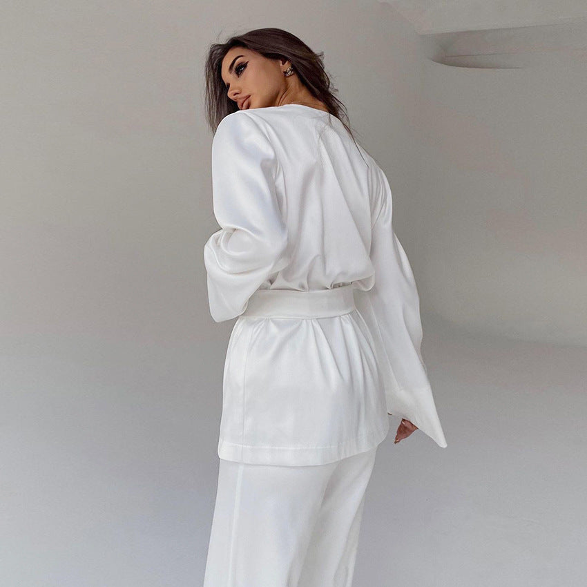 Silk Robe Blouse And Pants Pajamas