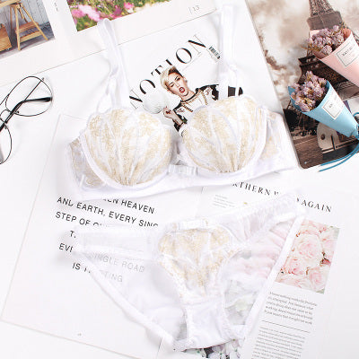 Embroidered Shell Bra and Panties Set
