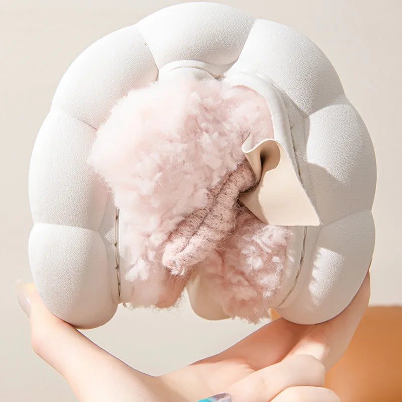 Fur Slippers For Women Cute Bow Non Slip