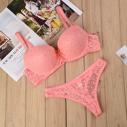 Thong and Lace Bra Lingerie Set