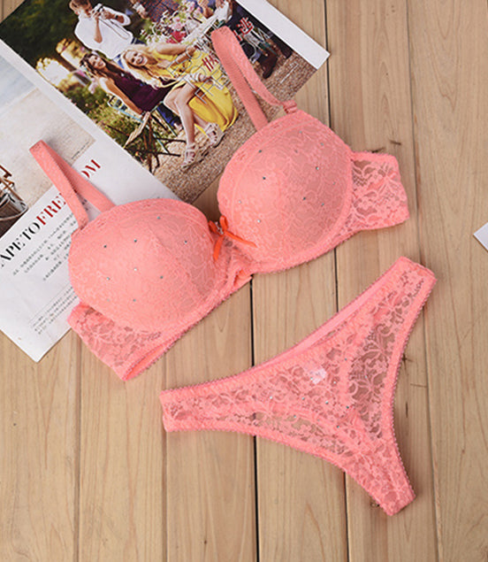 Thong and Lace Bra Lingerie Set