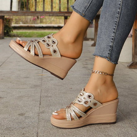 Bohemian Open Toe Sequin Slippers