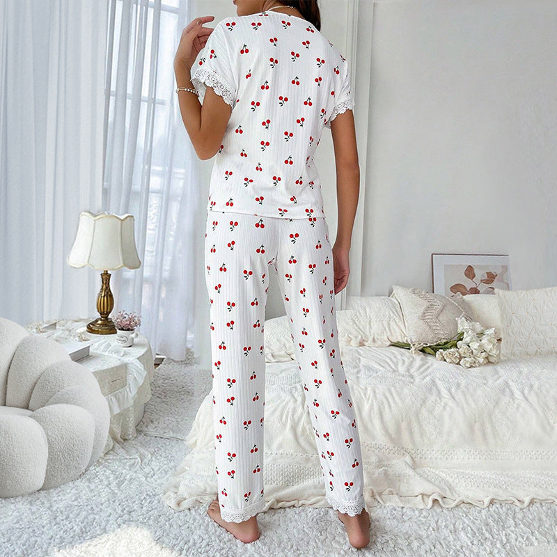 V-neck Cherry Pajamas