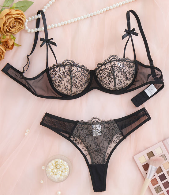 Black Lace Bra and Panties Set