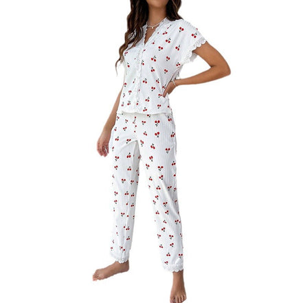 V-neck Cherry Pajamas