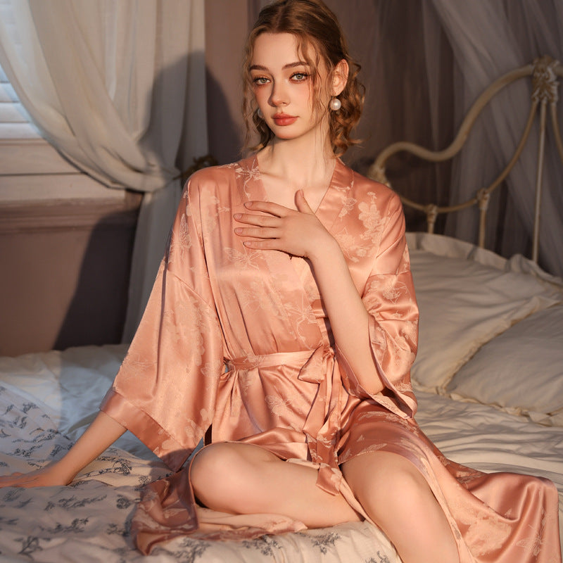 High-grade Satin Jacquard Nightgown