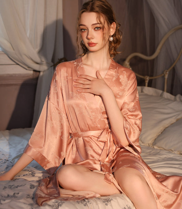 High-grade Satin Jacquard Nightgown