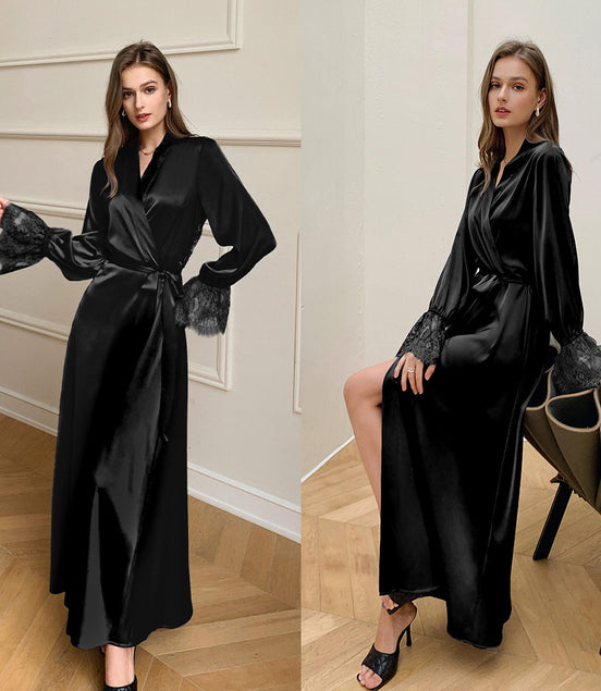 Backless Thin Satin Silk Nightgown