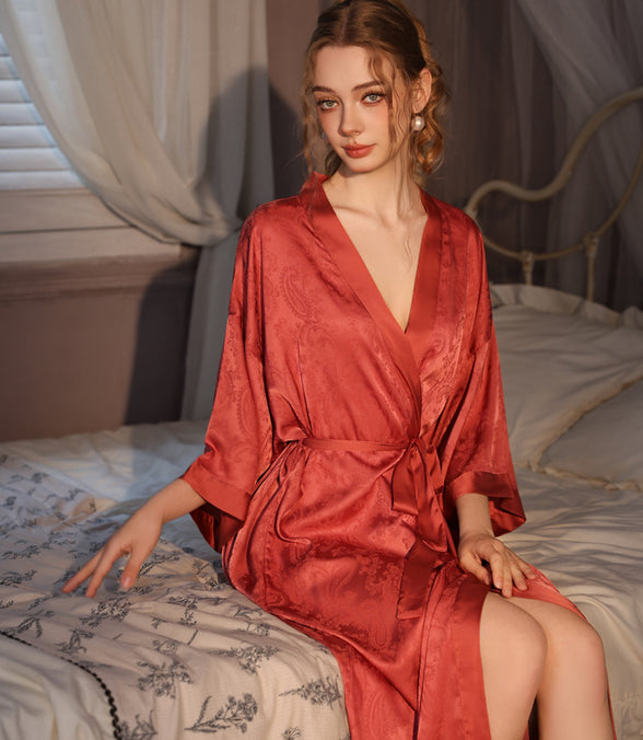 High-grade Satin Jacquard Nightgown