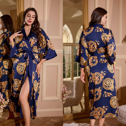 Women's Summer Ice Silk Light Luxury Nightgown