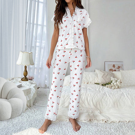 V-neck Cherry Pajamas