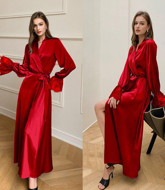 Backless Thin Satin Silk Nightgown