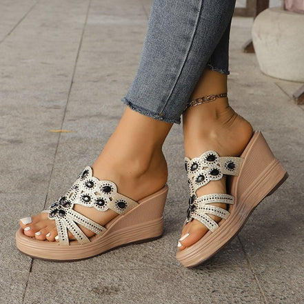 Bohemian Open Toe Sequin Slippers