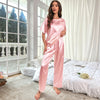 Short Sleeve and Trousers Silk Pajamas