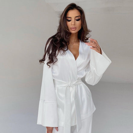 Silk Robe Blouse And Pants Pajamas