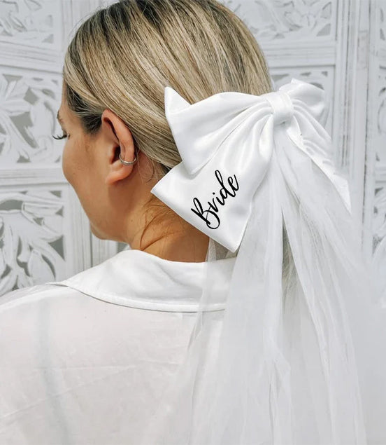 Bride Big Bow Hairpin Veil