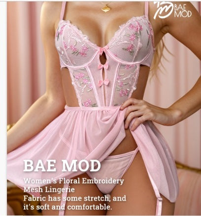 Hollow Out See Through Seduction Mesh Lingerie Set