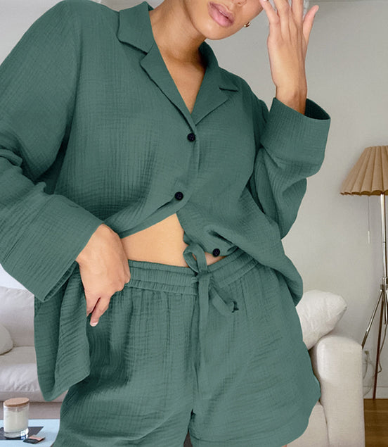 Cotton Gauze Comfortable Green Ladies Pajamas