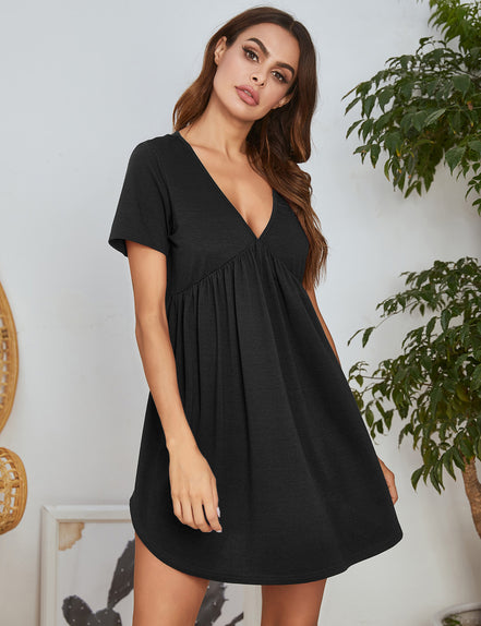 V-neck Cotton Short-sleeve Nightdress