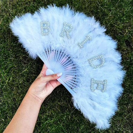 Bride Feather Fan with Pearl