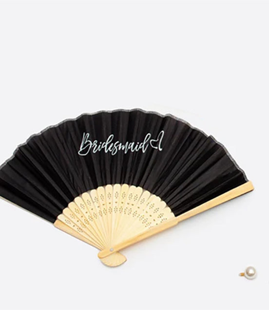 Bride And Bridesmaid Black And White Fan