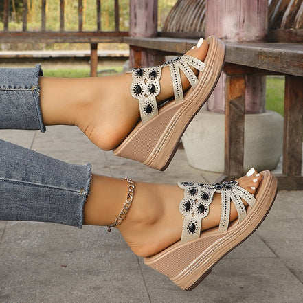 Bohemian Open Toe Sequin Slippers