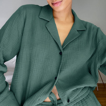 Cotton Gauze Comfortable Green Ladies Pajamas