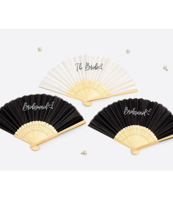 Bride And Bridesmaid Black And White Fan